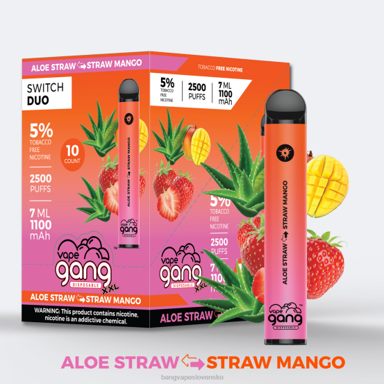 Vape Gang Switch Duo 2 príchute (balenie po 10 kusov) | 0P0639 Bang Vape Flavors aloe hrozno - bobule aloe