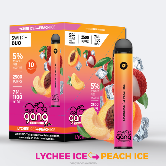 Vape Gang Switch Duo 2 príchute (balenie po 10 kusov) | 0P0642 Bang Vape Bratislava liči ľad - broskyňový ľad