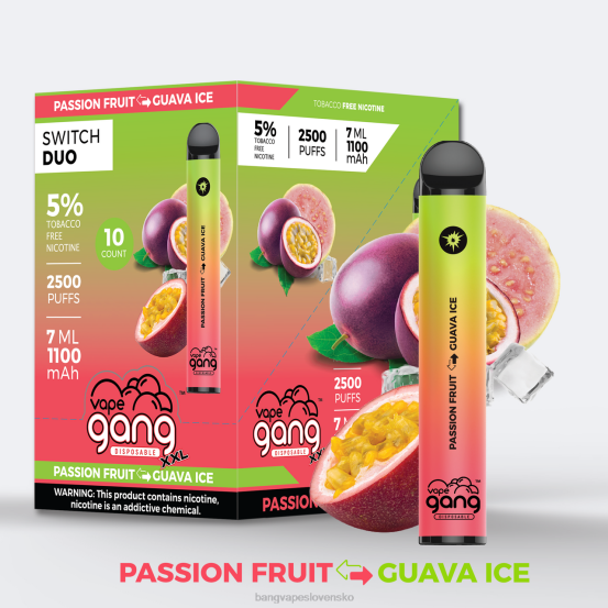 Vape Gang Switch Duo 2 príchute (balenie po 10 kusov) | 0P0644 Vape Gang Slovensko passionfruit - ľad guava