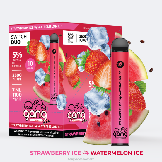 Vape Gang Switch Duo 2 príchute (balenie po 10 kusov) | 0P0647 Bang Disposable Vape Flavors jahodový ľad - melónový ľad