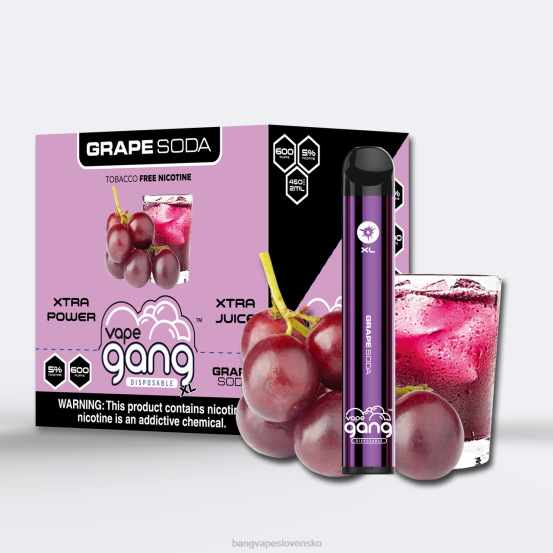 Vape Gang XL jednorazové vapky 600 vstrekov (škatuľa po 10 kusov) | 0P0671 Bang Vape Flavors hroznová sóda
